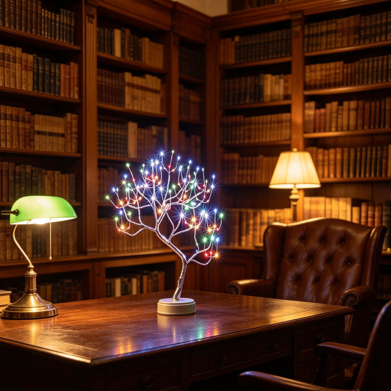 50cm Multicolour LED Birch Tree Table Lamp
