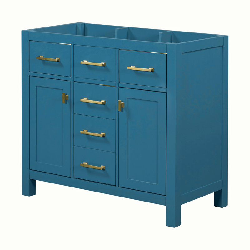Modern Freestanding Single Bathroom Vanity with 4 Drawers & 2 Cabinets