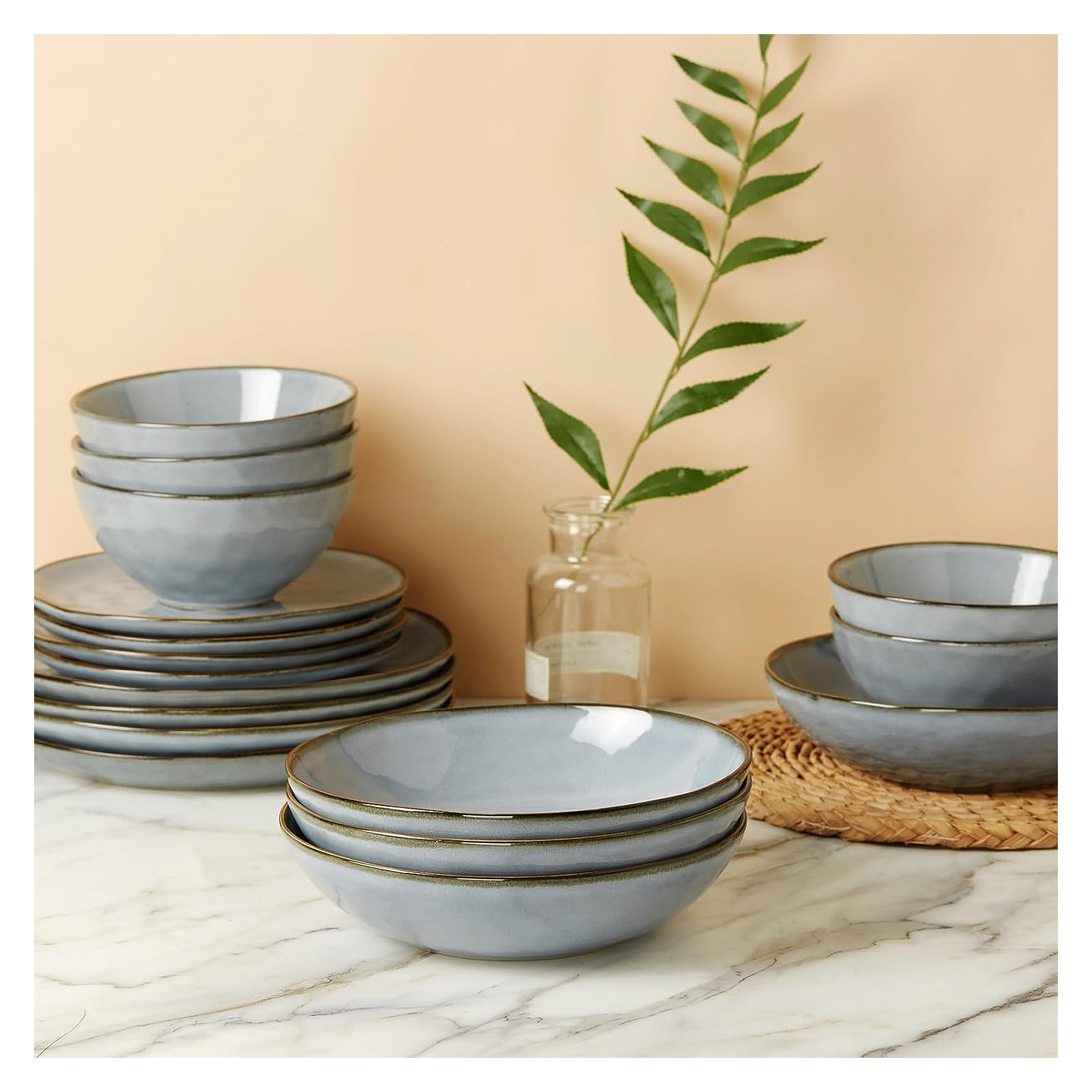 Leny 8.5'' Stoneware Large Pasta Bowl, Blue