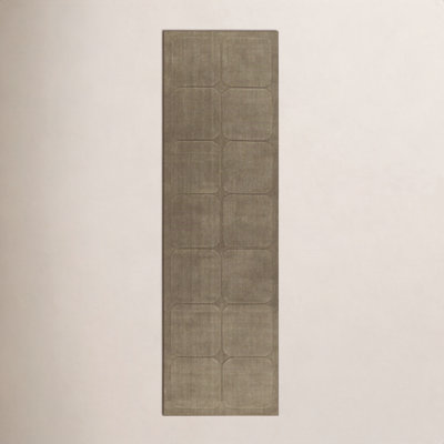 Aldery Green Hand-Loomed Geometric Wool Rug