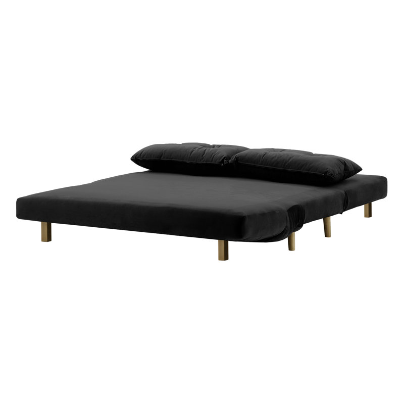 Varujhan 2 Seater Sofa Bed, Black, Wax Black,  78cm H X 120cm W X 90cm D
