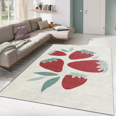 Luxurious Woven Carpet, 5.9 x 9.2 ft, 100% Polyester, Non-Slip Felt Dot Underside | Raschel Knitting, Pile Height: 0.4 in, Total Thickness: 0.4 in | Machine Washable, Elegant Design for Living Room & Bedroom