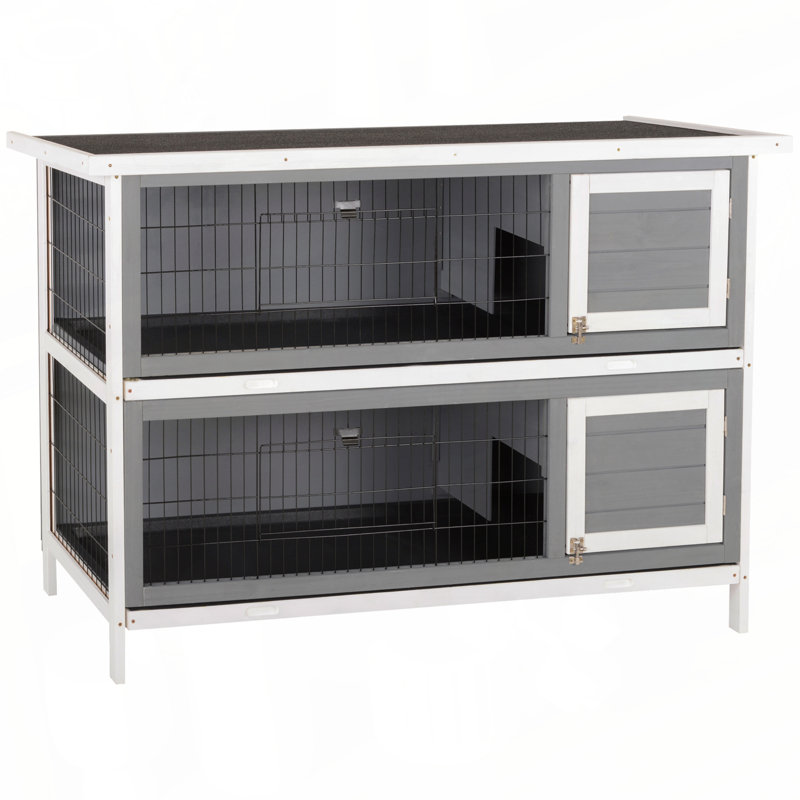 Maison pour petits animaux en bois avec cage verrouillable 54 po PawHut