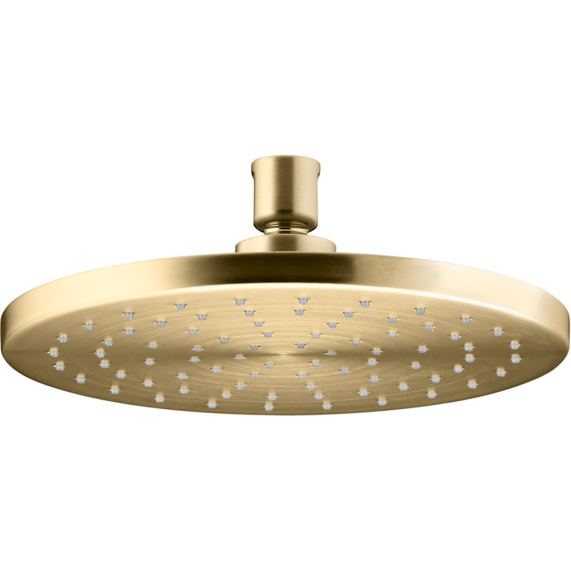 Contemporary Rain Shower Head, Vibrant Moderne Brushed Gold, Round , 1.75 GPM
