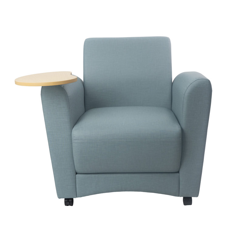 Chaise rembourrée Pro Series, Sky Blue Crosshatch/Maple Grain