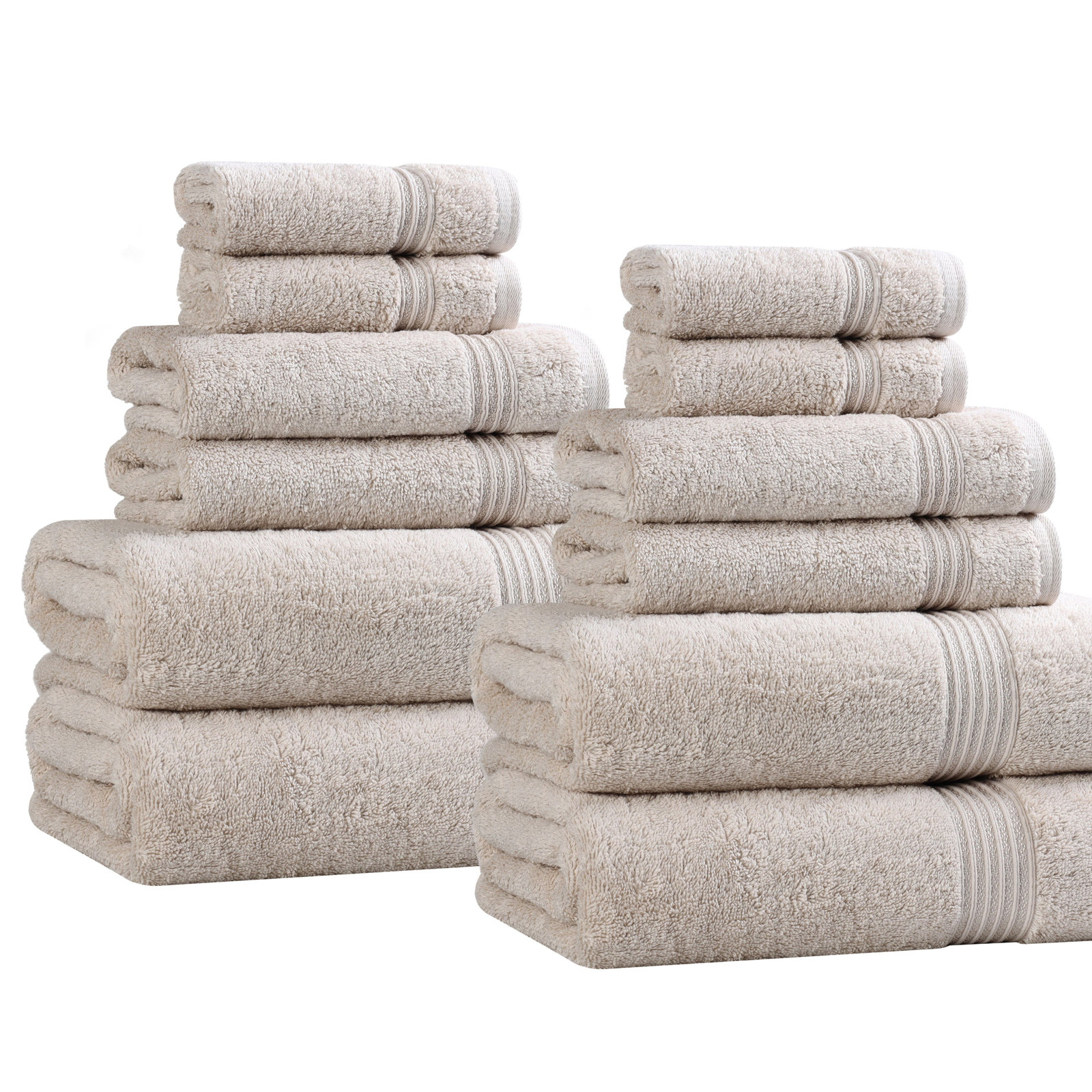 Guadlupe 12-Piece Egyptian Cotton Towel Set, Stone