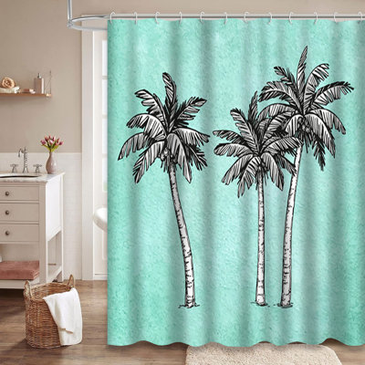 Rideau de douche rétro avec 12 crochets