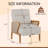 Upholstered Accent Chair With Rattan Arms And Solid Wood Legs-1394318719