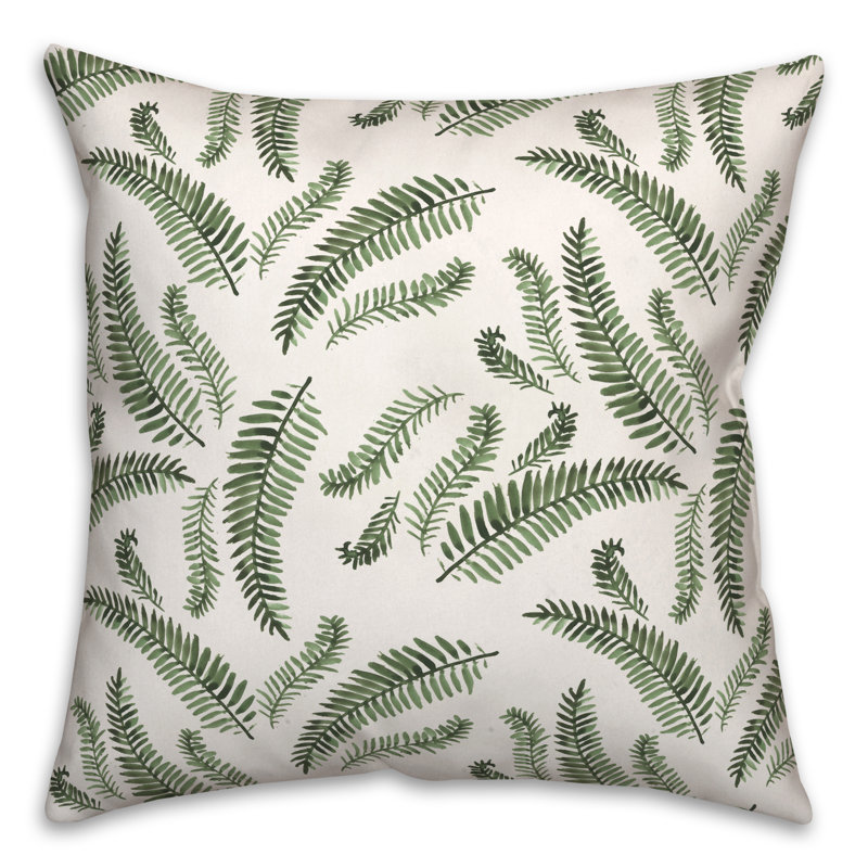 Green Fern Pattern 18" Square Polyester Throw Pillow