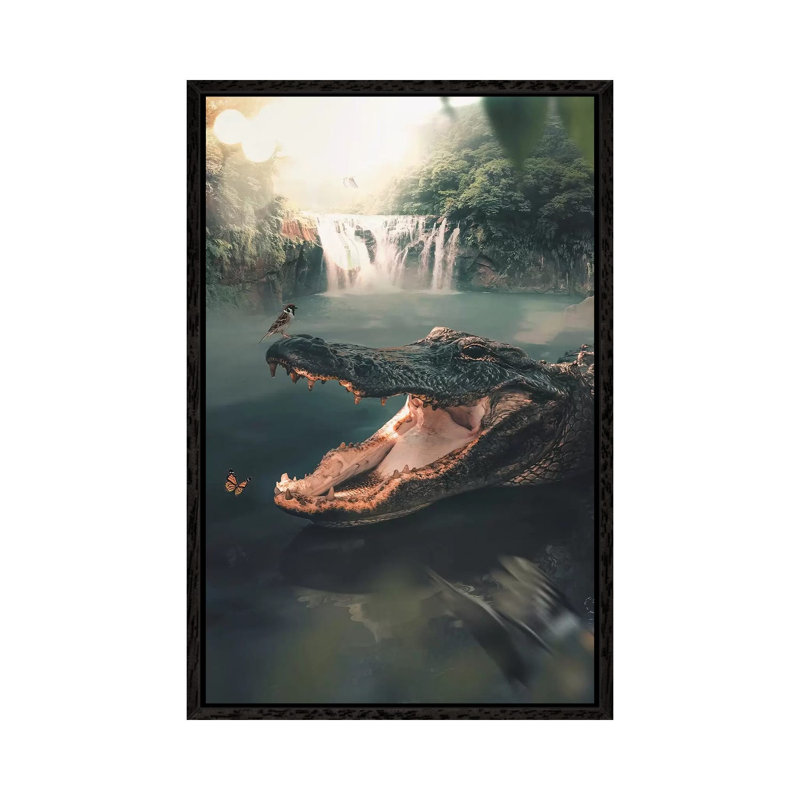 Crocodile by Zenja Gammer - Print on Canvas, Black Framed, 66.04 cm H x 45.72 cm W