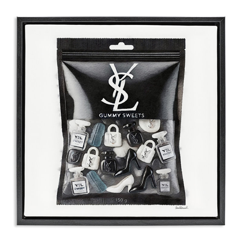"Black Glam Candies" par Amanda Greenwood, H 18 po x l 18 po, Cadre flottant noir de jais