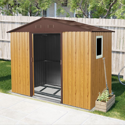 Remise de rangement extérieure 8 x 4 en métal avec fenêtre café