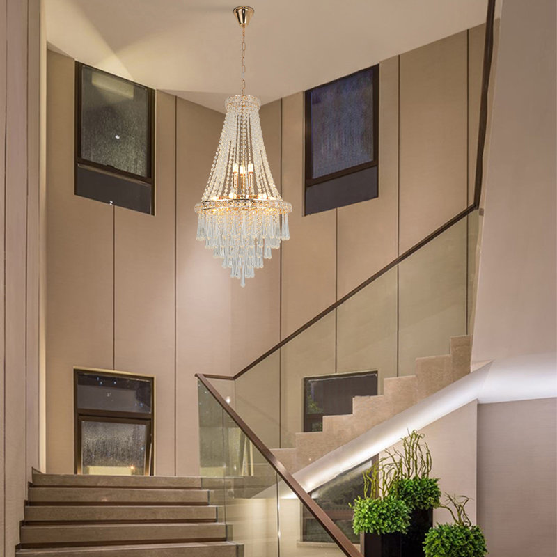 Lustre 9 lumières en cristal doré de l'empire français