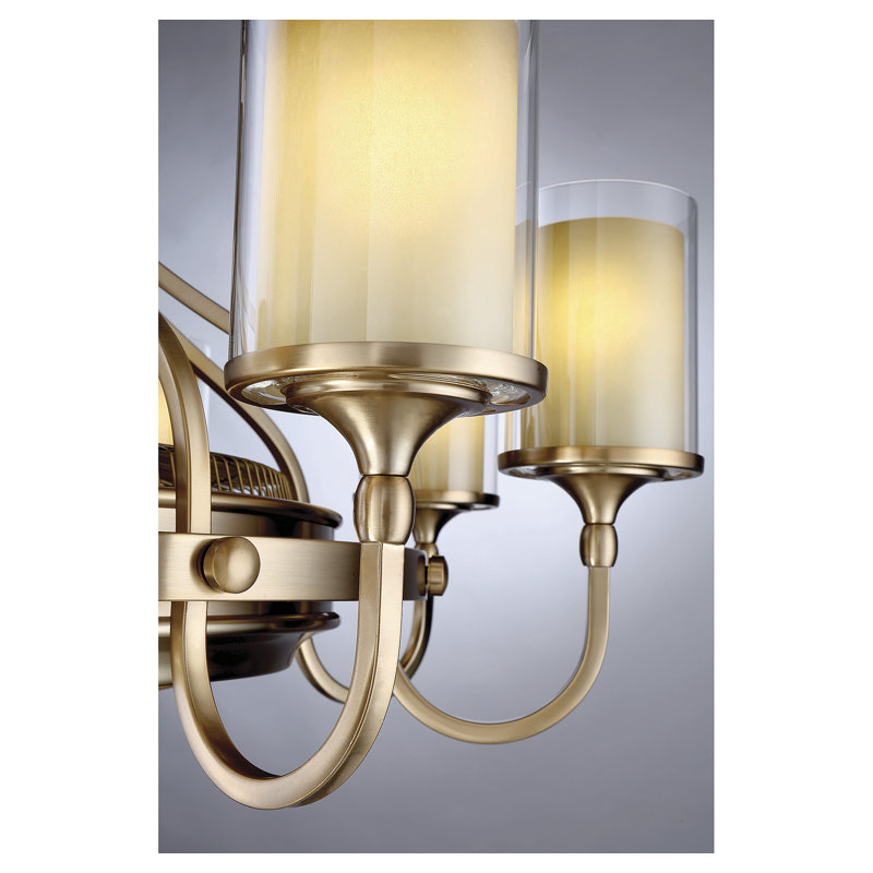 Sennett 35" 8-Light Fandelier with Remote Control, Burnished Russet and Brushed Gold