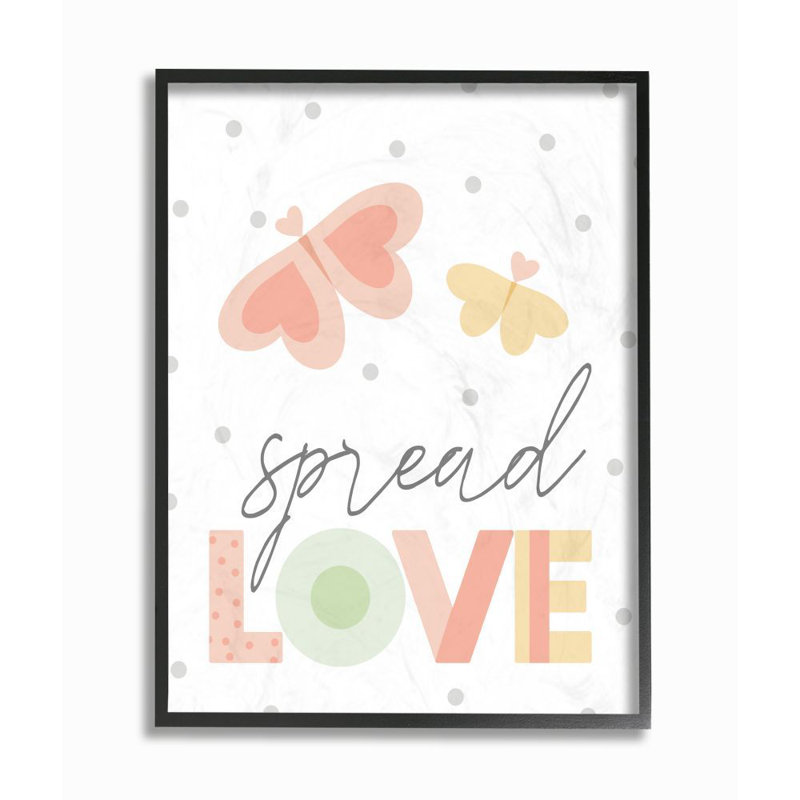 Décoration murale spread love kids Swink, H 30 po x l 24 po x P 1,5 po, Giclée encadrée noir minuit
