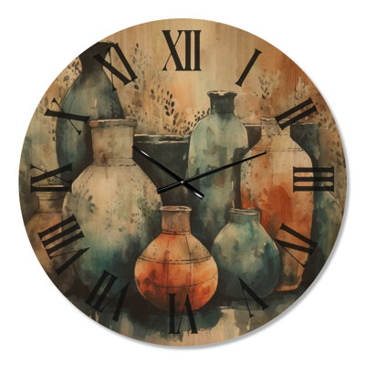 Très grande horloge murale Artisanal Boho Pottery II