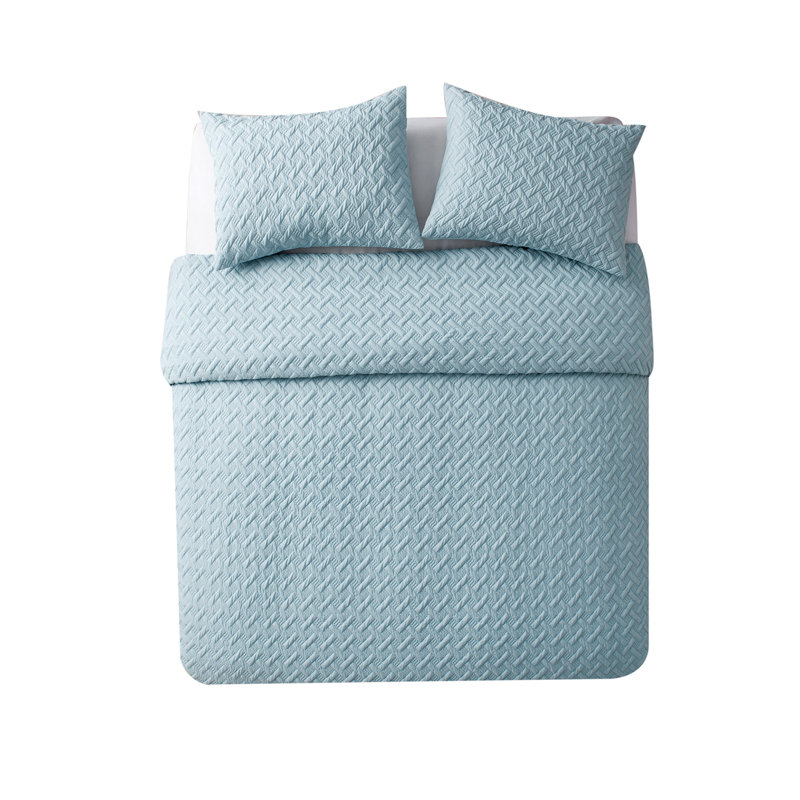 Ensemble d'édredon gaufré Nina II, Bleu, Édredon double / grand + 2 taies décoratives sta