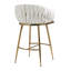 Ensemble de 2 tabourets de bar 26 po à hauteur de comptoir avec dossier ondulé à la main, base chromée dorée et repose-pieds 26 po-1207454070