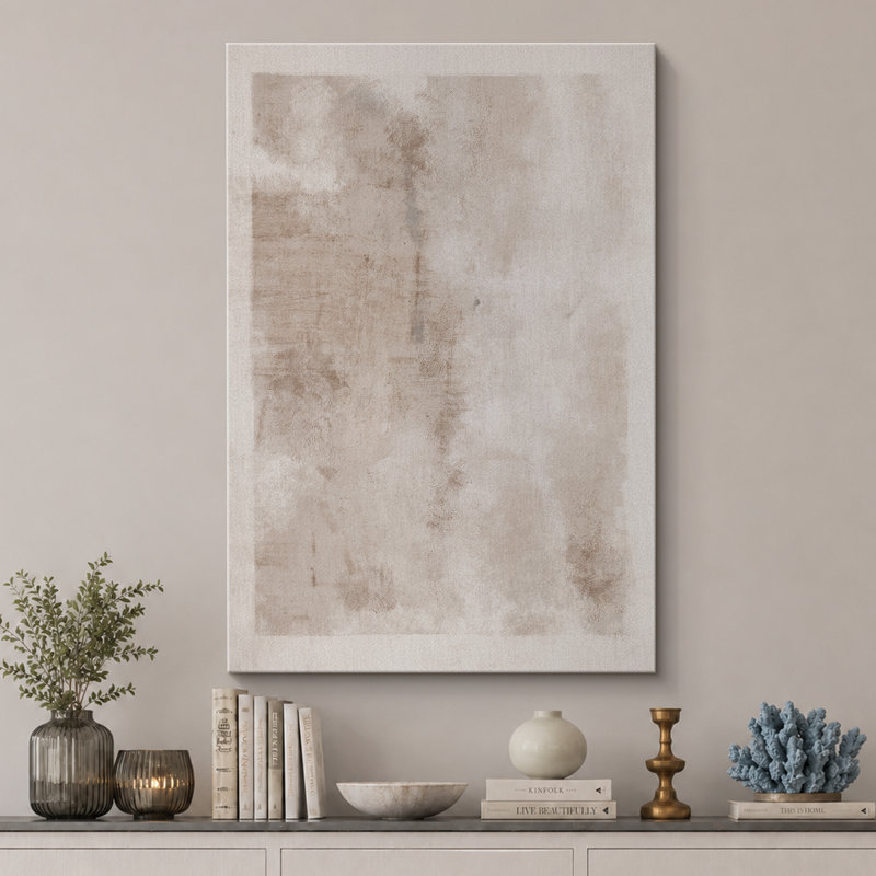 Neutral Minimalist Abstract Beige Wall Artwork, Modern Soft Tone Canvas Pictures, Framed Canvas Giclee Print Wall Art