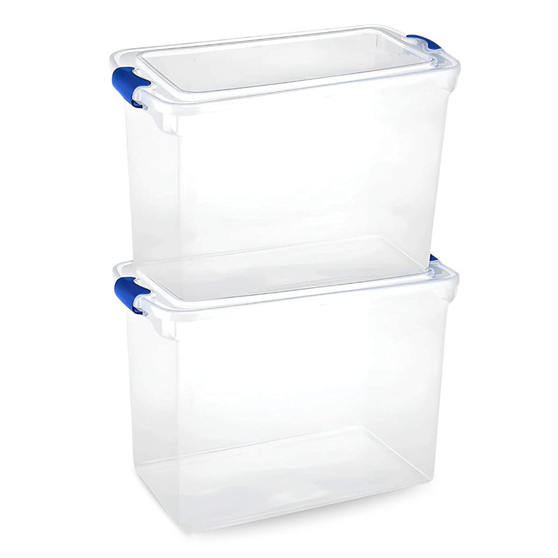 Homz Multipurpose Stackable Storage Bin with Latching Lids, 112, Blue