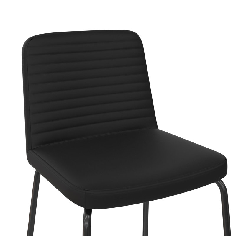 Anaysia Upholstered Counter Stool with Metal Frame, Black
