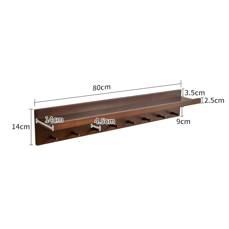 Portemanteau mural en bois massif avec tablette pour vestibule, chambre à coucher, salon