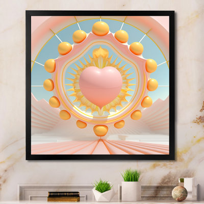 «Contemporary Pastel Radiating Pink Heart» - reproduction d'art sur toile