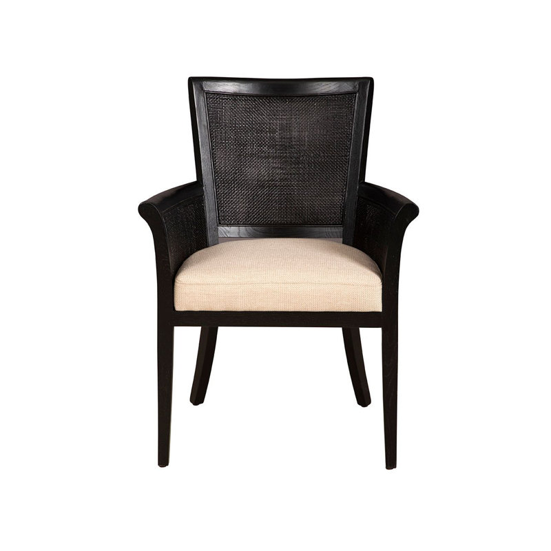 Chaise avec accoudoirs rembourrée Ayodele, noire, Noir