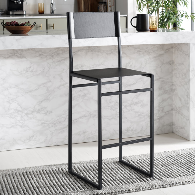 Fairbanks Counter Stool with Metal Frame, Black, Bar Stool (30" Seat Height)