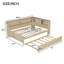 Lit de jour en bois pleine grandeur avec tablettes de rangement et lit gigogne, lait blanc antique