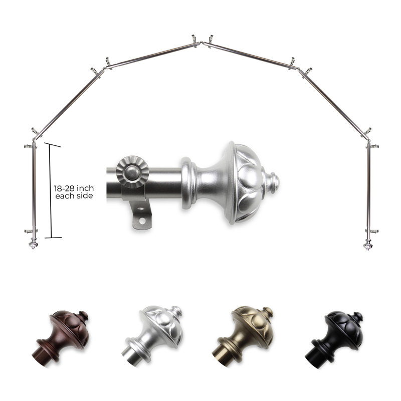 Tringle à rideaux simple réglable 28 "à 48" 0,81 "à baie vitrée, Nickel satiné, 18 po - 28 po (chaque côté)