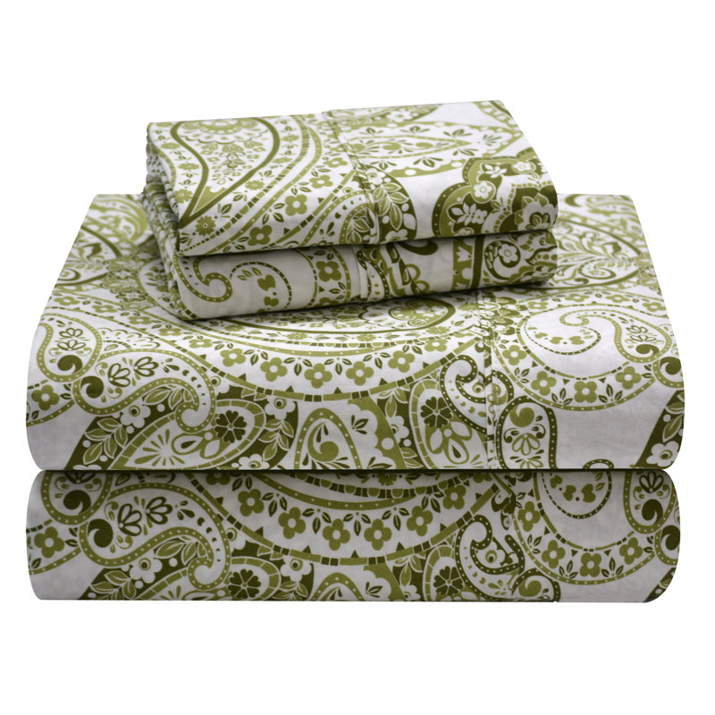Pointehaven 200TC Percale 100% Cotton Deep Pocket Sheet Set, Green, Queen