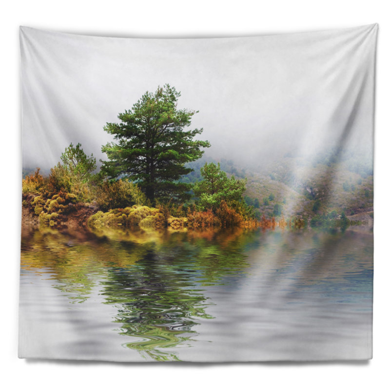Arbre en pin de polyester avec tapisserie réfléchissant avec accessoires de suspension inclus, H 50 po x l 60 po