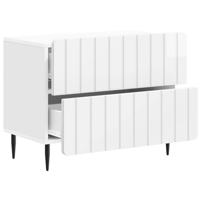 62cm W Manufactured Wood Bedside Table, High Gloss White