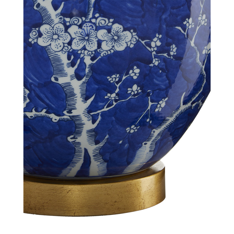 Lampe de table 31 po bleu / blanc / feuille d'or Sakura