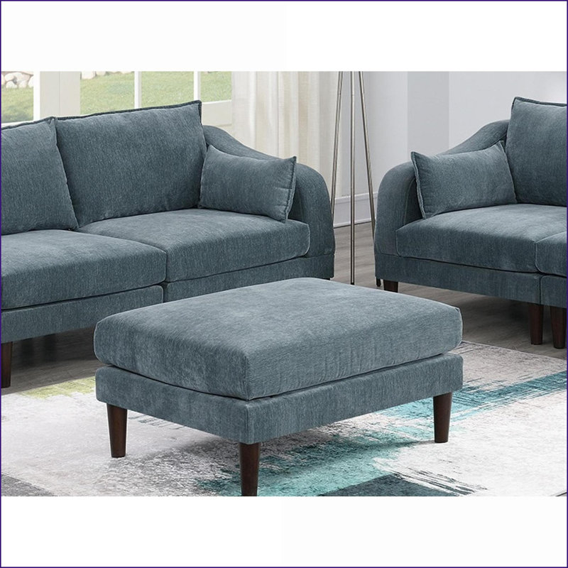 Mobilier de salon avec repose-pieds en tissu Morgan Pieds en bois, Rose