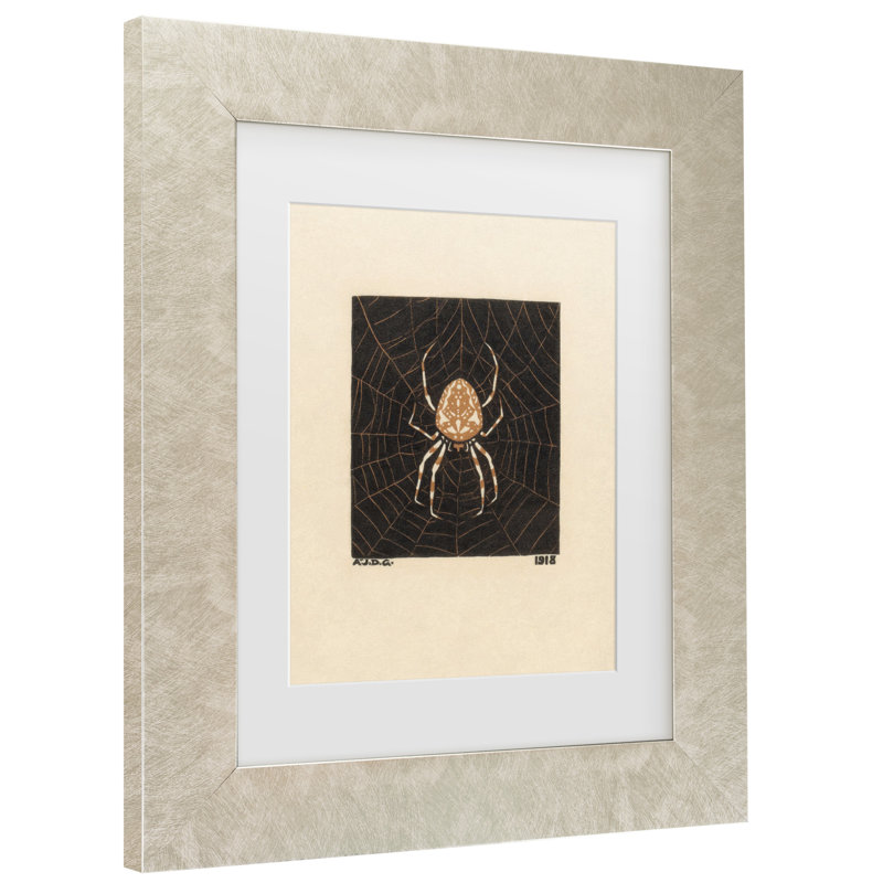 Art mural encadré - «Spider in a Web» par Julie De Graag, décoration murale de 1918 avec cadre mat - Art du salon, de la cuisine et de la salle de bain - 11 x 14