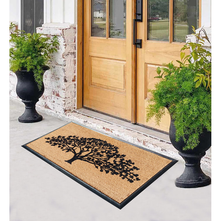 Heaney Non-Slip Rubber Outdoor Door Mat Gracie Oaks Mat Size: 60 x 36 , Color: Tan, Customize: Yes