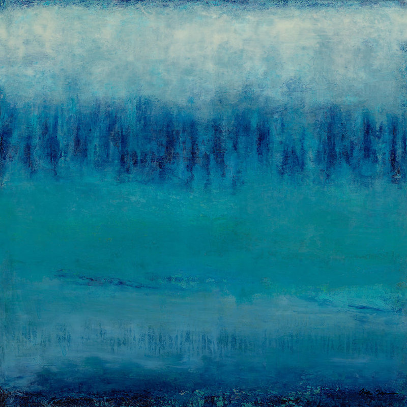 Waterfalls II Painting by Lisa Tear, Glass Coat, 31.75" H x 31.75" W