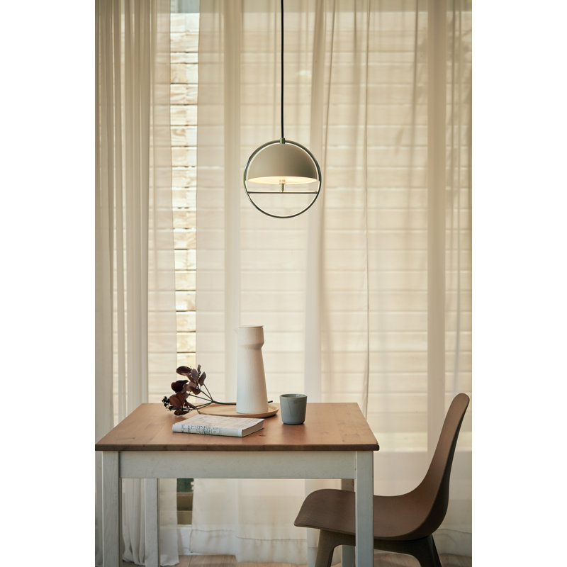 Huan 1 - Light Pendant, 9.1" H x 8.9" W x 7.9" D, Oatmeal, Chrome