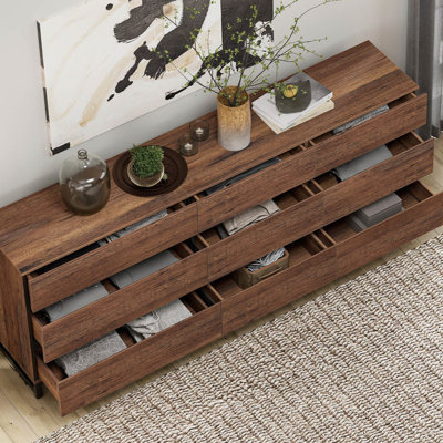 Commode 2 en 1 avec 9 tiroirs, commode moderne avec tablette réglable et base en métal, organisateurs de placard et armoire de rangement pour chambre à coucher