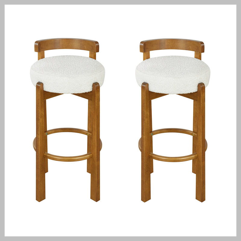 Ensemble de 2 tabourets de bar en bois Elise, Blanc
