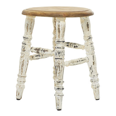 Wood Stool with Brown Wood Top