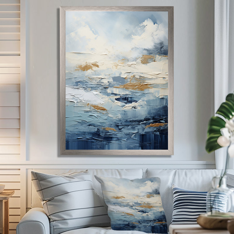 «Beach Scandinavian Solitude III - Coastal Beach», art mural, H 40 po x l 30 po x P 1,5 po, Cadre flottant doré