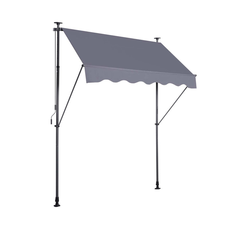 Manual Retractable Awning- Non-Screw Outdoor Sun Shade Cover With UV Protection – 100% Polyester Made Outdoor Canopy Adjustable Patio Door Window Awning Canopy Sun Shade Curtain For Backyard