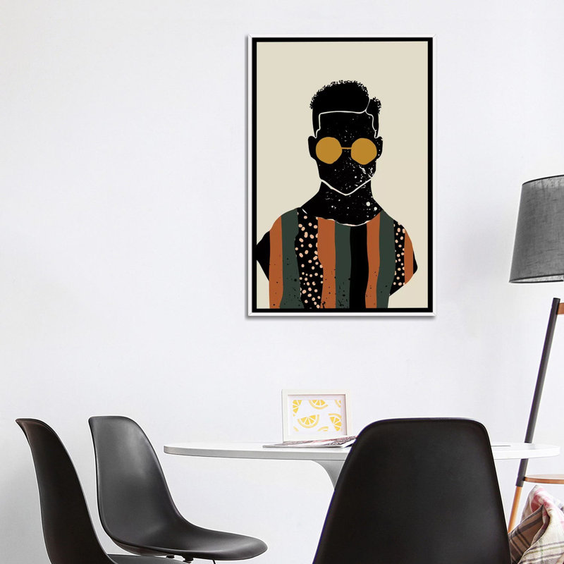 Black Hair VII - impression d'art graphique, H 26 po x l 40 po x 1,5 po, Toile blanche encadrée, Pas de tapis
