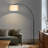 Logan 76" Modern Adjustable LED Arc Floor Lamp with Black Marble Base and Tan Fabric Drum Shade, Bulb Included-88993041-88993042