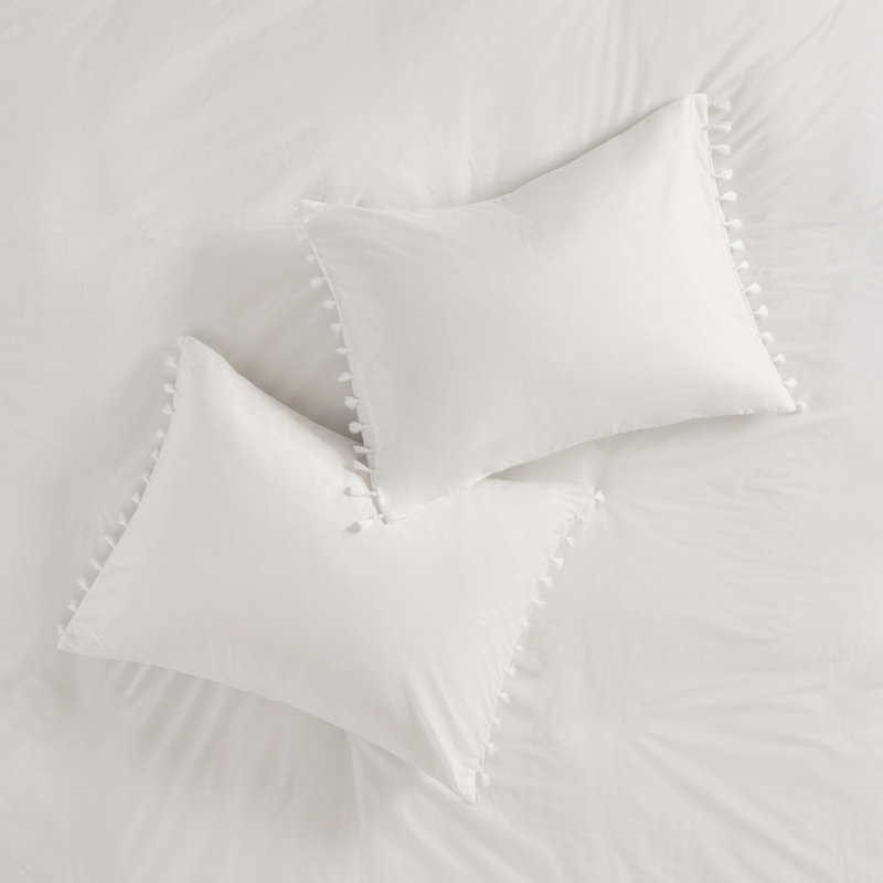 Ensemble de housse de couette Lillian, Housse de couette double / grand + 2 taies décora, Blanc