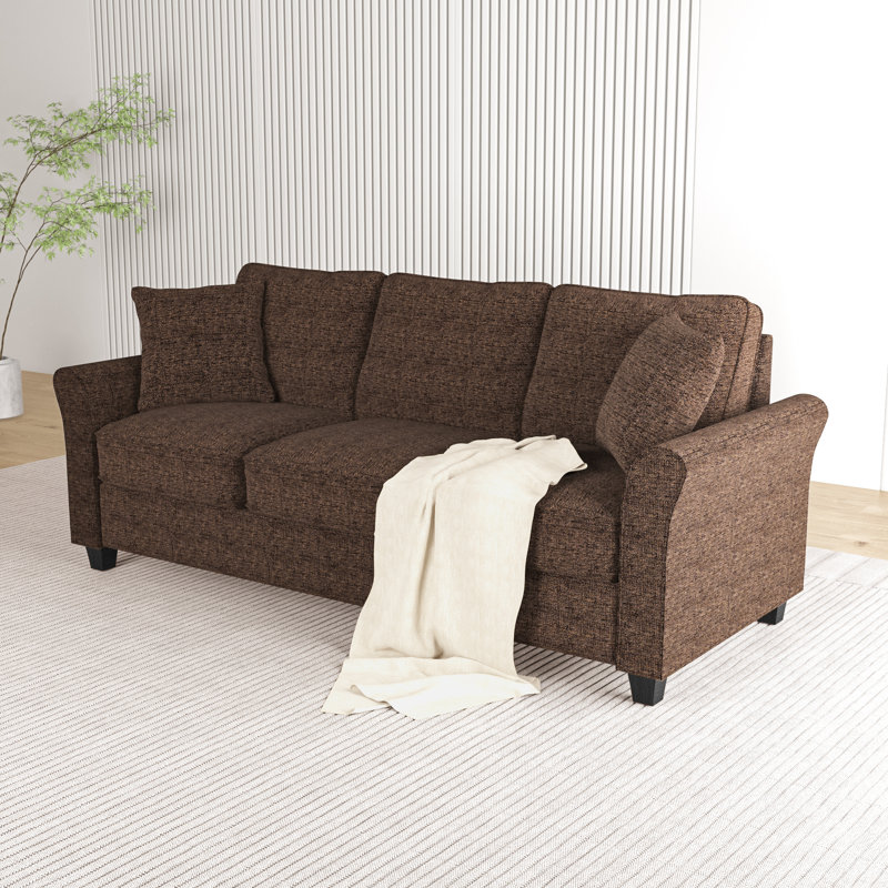 Canapé en velours 78,35 po Costilla, Chenille brun