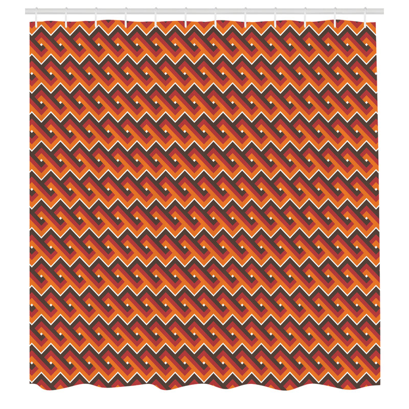 East Urban Home Retro Shower Curtain Wavy Zig Zag Pattern Multicolor, 84"H x 69"W